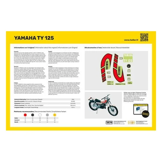 Moto Yamaha TY 125 1/8 Heller Heller HEL-80902 - 3 HEL-80902-Moto Yamaha TY 125 1/8 Heller - HEL-80902