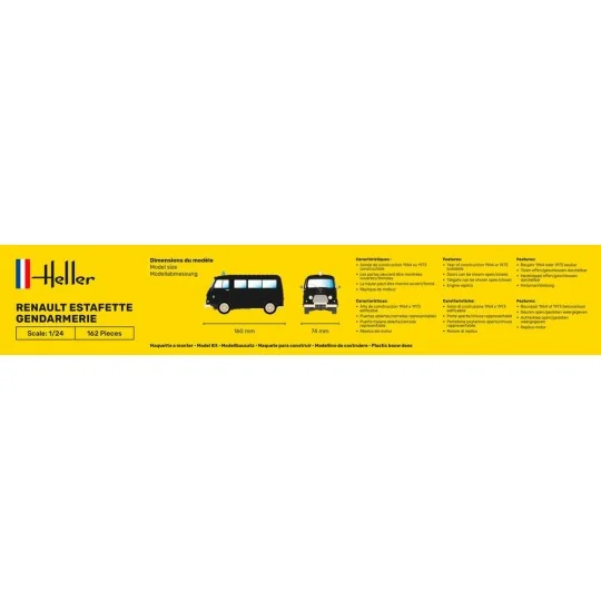 Renault Estafette Gendarmerie 1/24 Heller + colle et peintures Heller HEL-56742 - 4 HEL-56742-Renault Estafette Gendarmerie 1/24 Heller + colle et peintures - HEL-56742