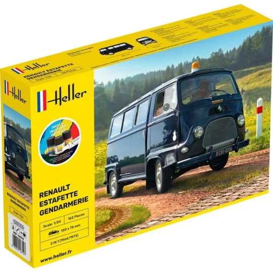 Renault Estafette Gendarmerie 1/24 Heller + colle et peintures Heller HEL-56742 - 1 HEL-56742-Renault Estafette Gendarmerie 1/24 Heller + colle et peintures - HEL-56742