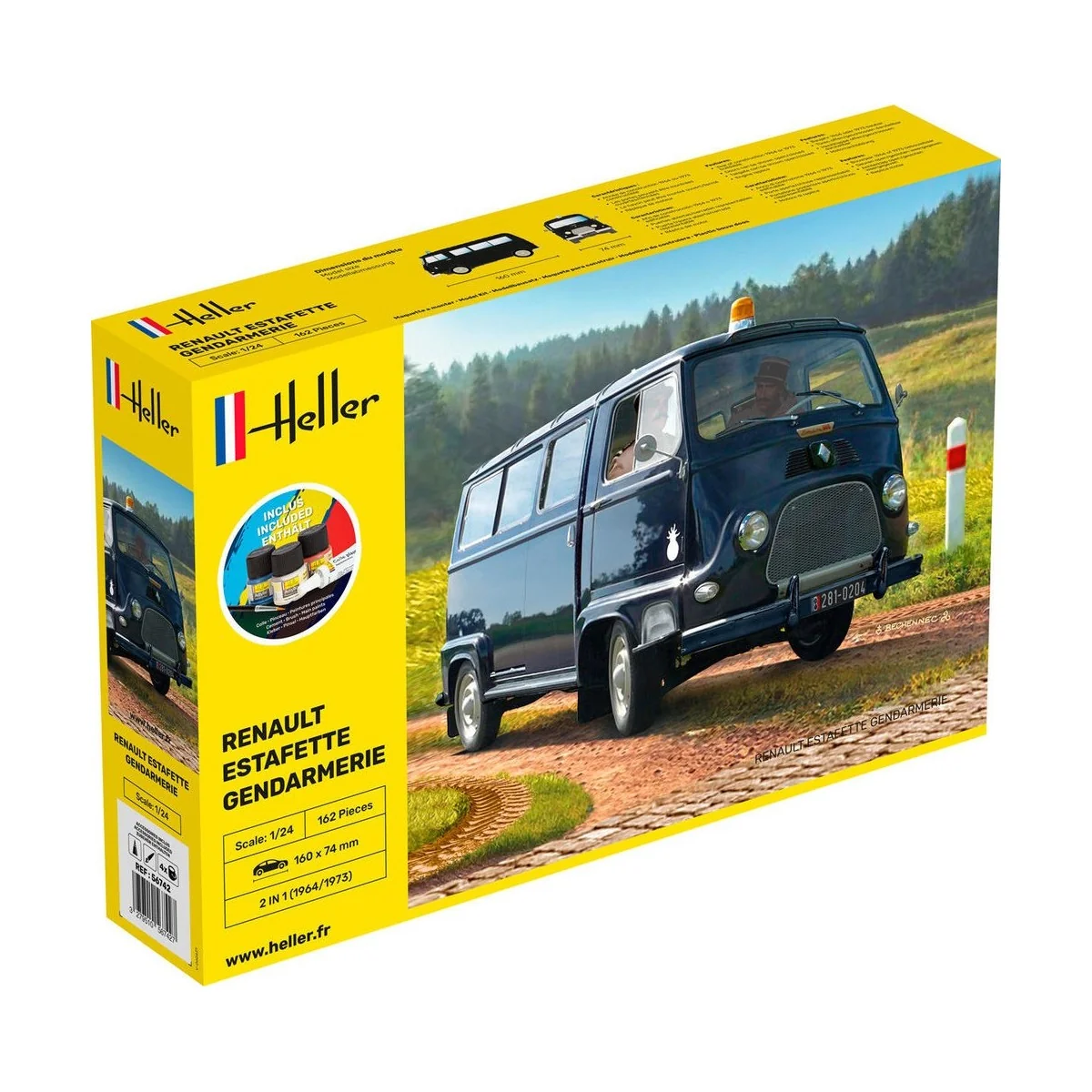Renault Estafette Gendarmerie 1/24 Heller + colle et peintures Heller HEL-56742 - 1 Renault Estafette Gendarmerie 1/24 Heller + colle et peintures Heller HEL-56742 - 1