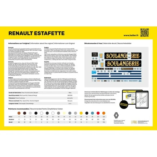 Renault Estafette 1/24 Heller + colle et peintures Heller HEL-56743 - 3 HEL-56743-Renault Estafette 1/24 Heller + colle et peintures - HEL-56743