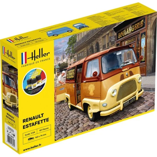 Renault Estafette 1/24 Heller + colle et peintures Heller HEL-56743 - 1 HEL-56743-Renault Estafette 1/24 Heller + colle et peintures - HEL-56743