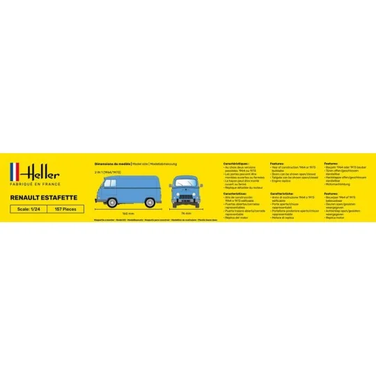 Renault Estafette 1/24 Heller + colle et peintures Heller HEL-56743 - 4 HEL-56743-Renault Estafette 1/24 Heller + colle et peintures - HEL-56743
