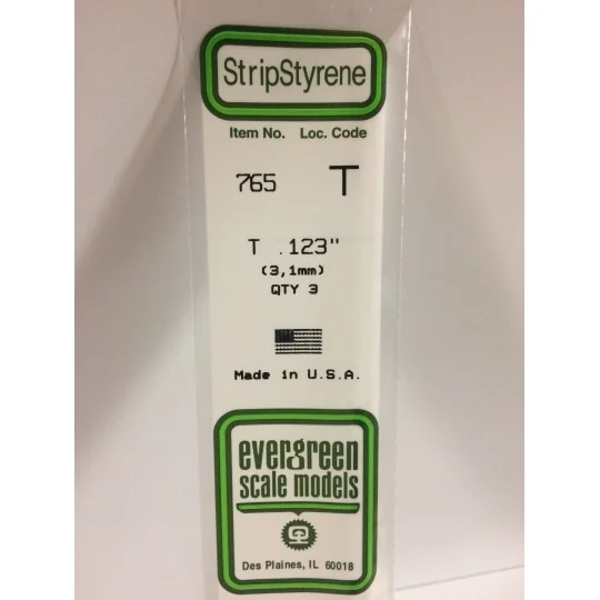 S1370765-Profilé T 3.1x350mm Ref : 765 - Evergreen - S1370765
