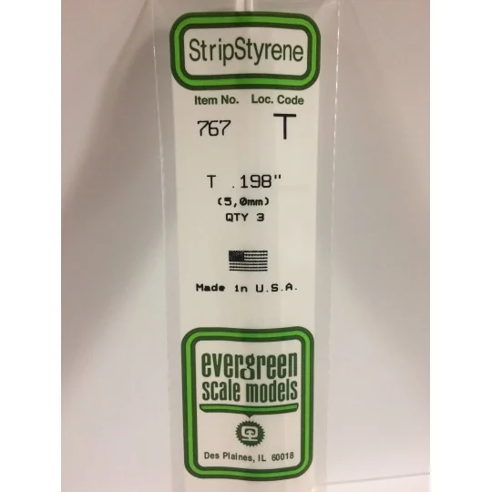 Profile T 5.0x350mm Ref: 767 - Evergreen - S1370767 S1370767-T-profile 5.0x350mm Ref: 767 - Evergreen - S1370767