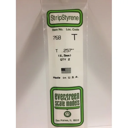 Profilé T 6.5x350mm Ref : 768 - Evergreen Evergreen S1370768 - 1 S1370768-Profilé T 6.5x350mm Ref : 768 - Evergreen - S1370768