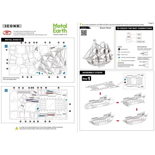 ICX016B-Iconx Pirate Ship Black Pearl Black Version Metal Earth - ICX016B