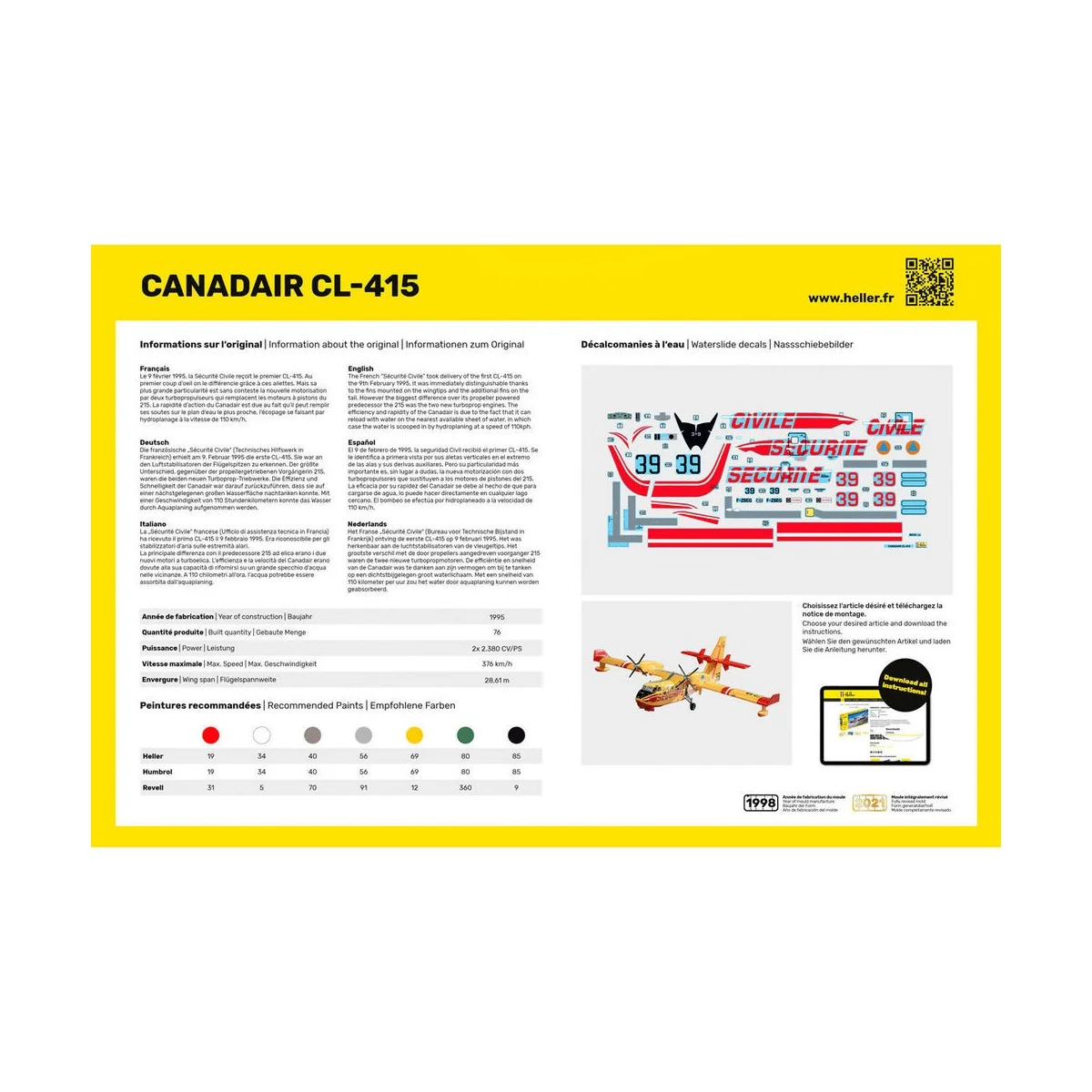 Canadair CL-415 1/72 Heller + colle et peintures Heller 56370 - 3
