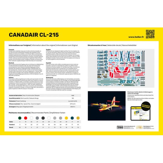 Canadair CL-215 1/72 Heller + glue and paints Heller HEL-56373 - 3 HEL-56373-Canadair CL-215 1/72 Heller + glue and paints - HEL-56373