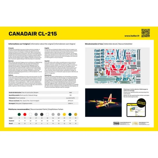 Canadair CL-215 1/72 Heller + glue and paints Heller HEL-56373 - 3 HEL-56373-Canadair CL-215 1/72 Heller + glue and paints - HEL-56373