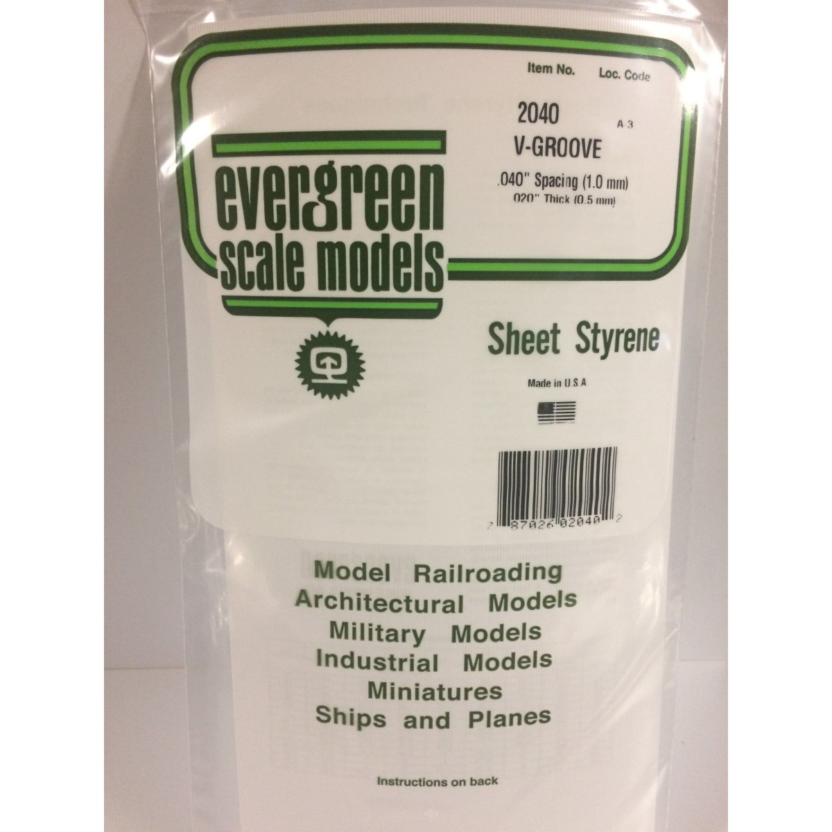 V-grooved plate 0.50x1.0x150x300mm Ref: 2040 - Evergreen - S1372040 V-grooved plate 0.50x1.0x150x300mm Ref: 2040 - Evergreen - S1372040