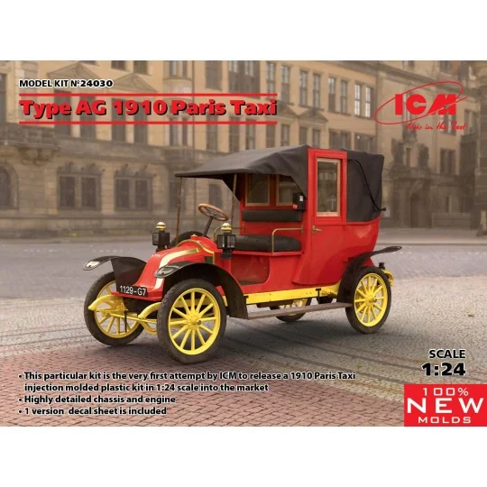 Renault AG 1910 Taxi Parisien 1/24 ICM 24030 - 1 ICM-24030-Renault AG 1910 Taxi Parisien 1/24 ICM - 24030