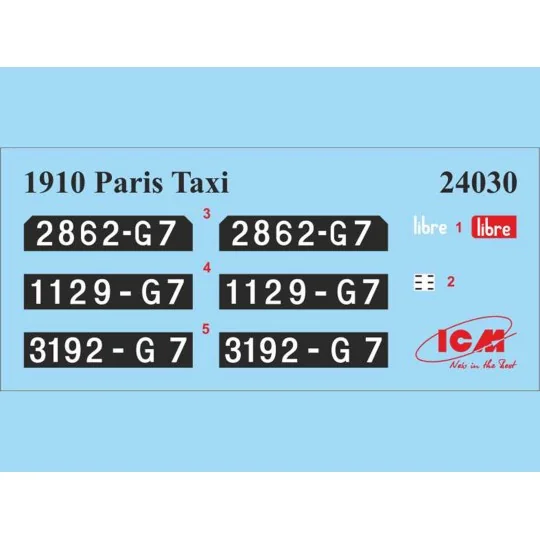 Renault AG 1910 Taxi Parisien 1/24 ICM 24030 - 9 24030-Renault AG 1910 Parisian Taxi 1/24 ICM - 24030