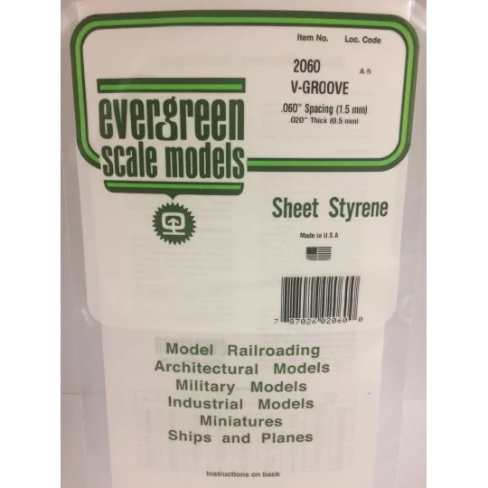 V-grooved plate 0.50x1.5x150x300mm Ref: 2060 - Evergreen - S1372060... S1372060-V-grooved plate 0.50x1.5x150x300mm Ref: 2060 - Evergreen - S1372060