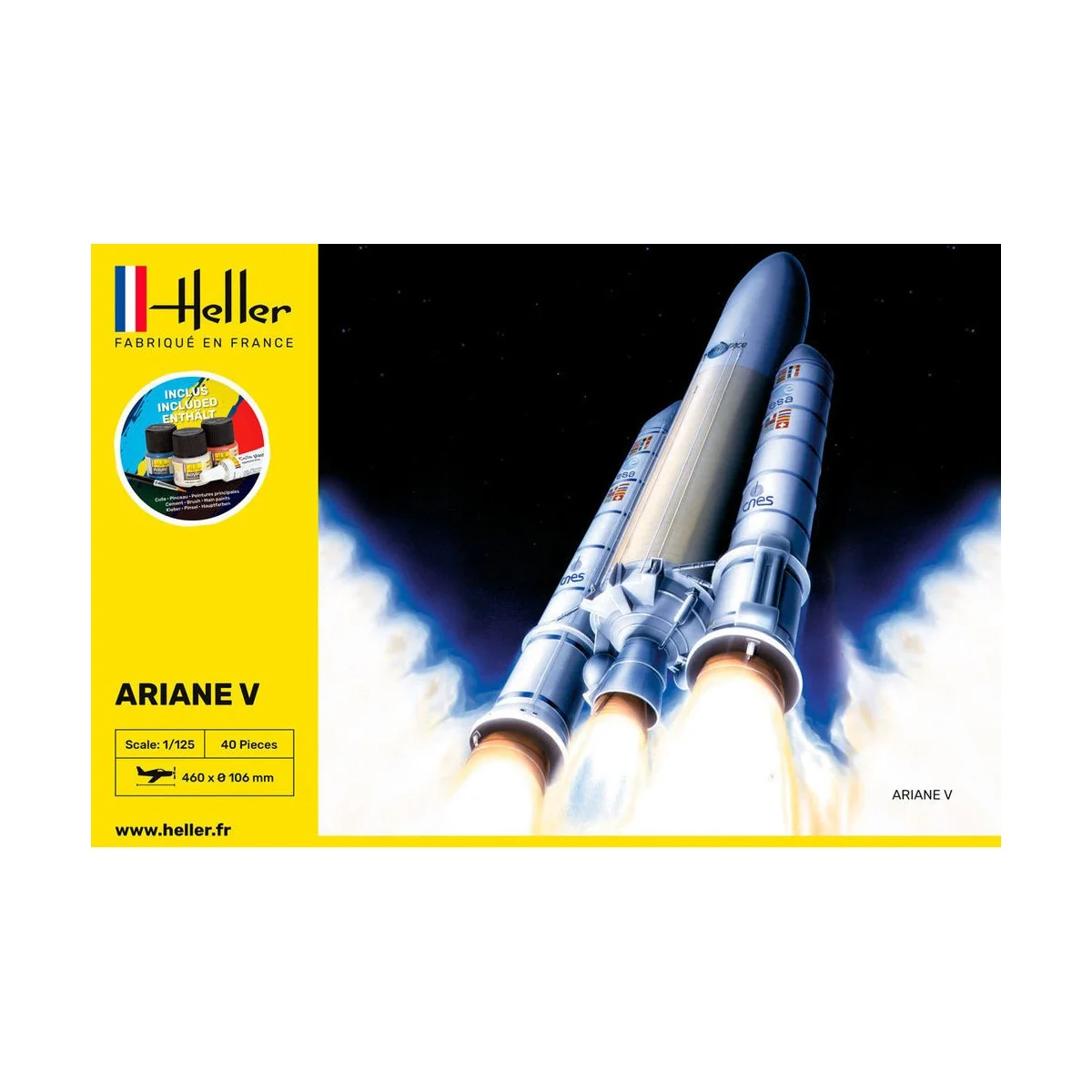 Fusée Ariane 5 1/125 Heller + colle et peintures Heller HEL-56441 - 2