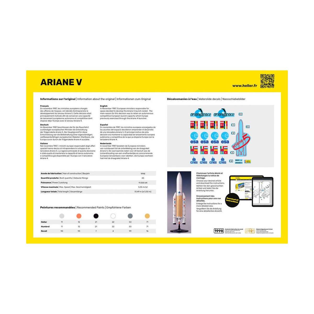 Rocket Ariane 5 1/125 Heller + glue and paints Heller HEL-56441 - 3