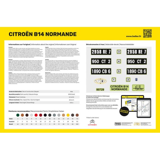 HEL-56729-Citroen B14 Normande 1/24 Heller + colle et peintures