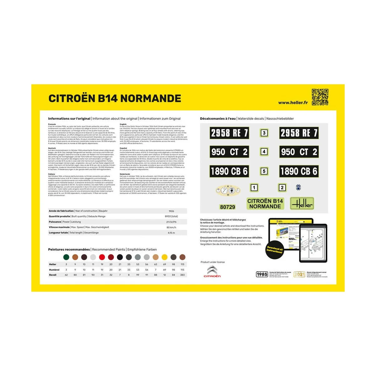 Citroen B14 Normande 1/24 Heller + colle et peintures Heller 56729 - 3