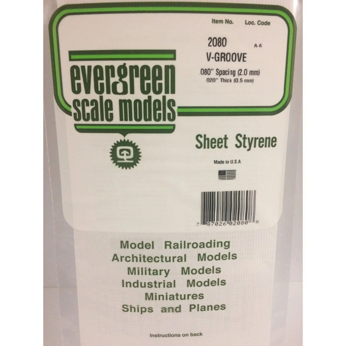 V-grooved plate 0.50x2.0x150x300mm Ref: 2080 - Evergreen - S1372080