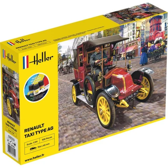 Renault Taxi Type AG 1/24 Heller + colle et peintures Heller HEL-35705 - 1 HEL-35705-Renault Taxi Type AG 1/24 Heller + colle et peintures - HEL-35705