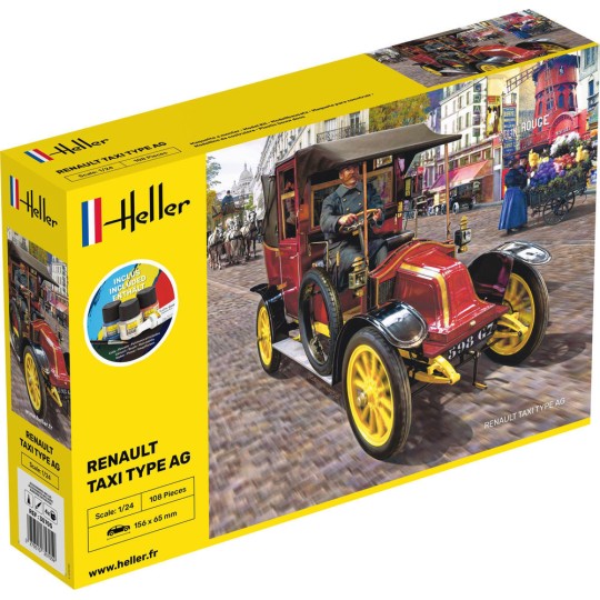 HEL-35705-Renault Taxi Type AG 1/24 Heller + glue and paints - HEL-35705