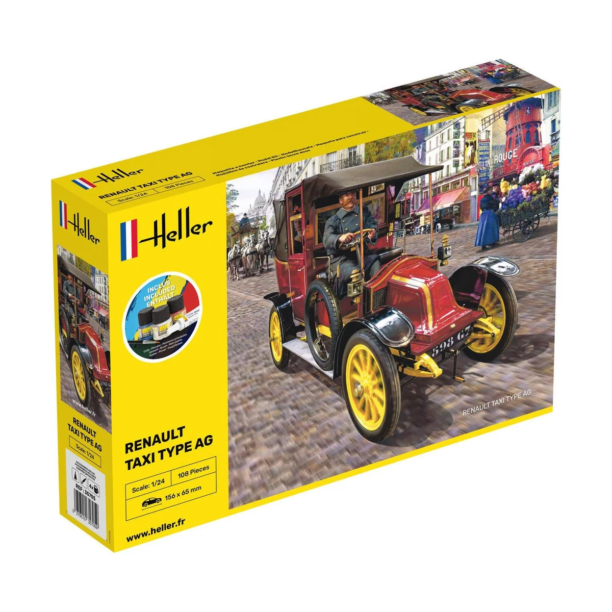 Renault Taxi Type AG 1/24 Heller + colle et peintures Heller HEL-35705 - 1 Renault Taxi Type AG 1/24 Heller + colle et peintures Heller HEL-35705 - 1
