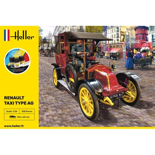 HEL-35705-Renault Taxi Type AG 1/24 Heller + glue and paints - HEL-35705
