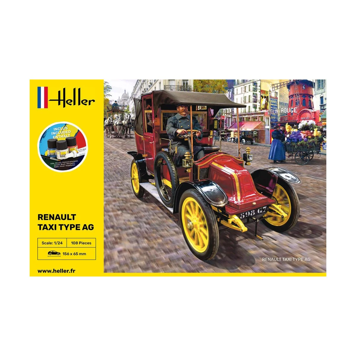 Renault Taxi Type AG 1/24 Heller + colle et peintures Heller HEL-35705 - 2 Renault Taxi Type AG 1/24 Heller + colle et peintures Heller HEL-35705 - 2