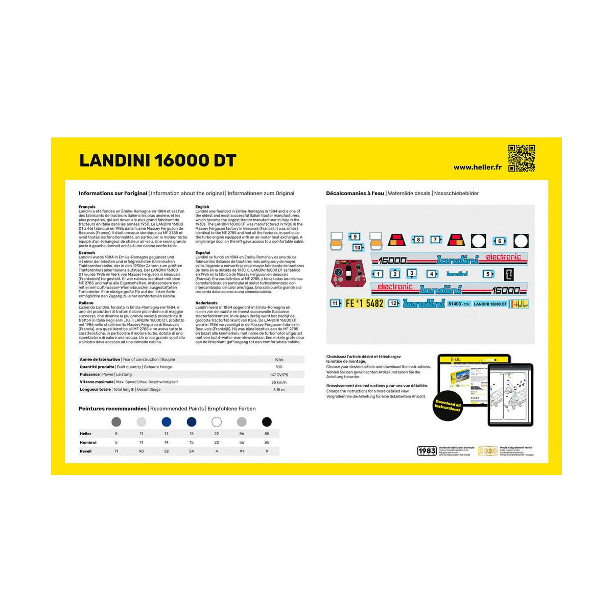 Tractor LANDINI 16000 DT 1/24 Heller + glue and paintsTractor LANDINI 16000 DT 1/24 Heller + glue and paints Heller HEL-57403 - 