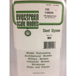 V-grooved plate 0.50x2.5x150x300mm Ref: 2100 - Evergreen - S1372100...