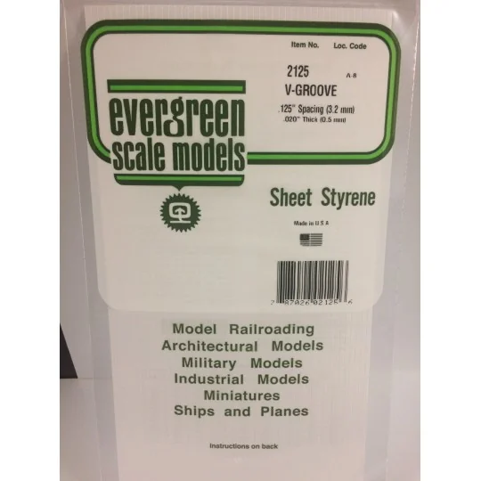 V-grooved plate 0.50x3.2x150x300mm Ref: 2125 - Evergreen - S1372125... S1372125-V-grooved plate 0.50x3.2x150x300mm Ref: 2125 - Evergreen - S1372125