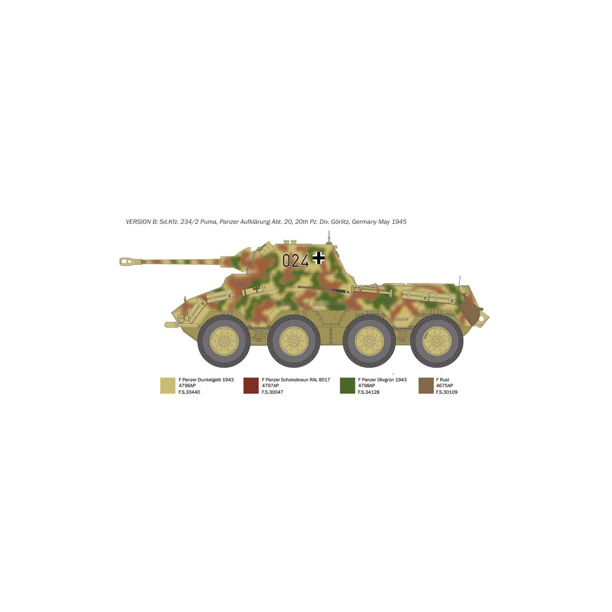 Armored Sd.Kfz.234/2 Puma 1/35 Italeri Italeri I6572 - 5 Armored Sd.Kfz.234/2 Puma 1/35 Italeri Italeri I6572 - 5