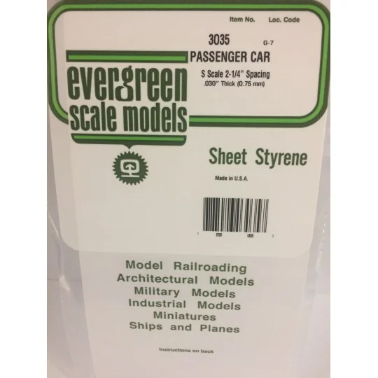 Plaque rainurée flanc wagon voyageur 0.75x0.89x150x300mm Ref : 3035 - Evergreen Evergreen S1373035 - 1 S1373035-Plaque rainurée flanc wagon voyageur 0.75x0.89x150x300mm Ref : 3035 - Evergreen - S1373035