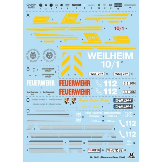 I3663-Mercedes G230 Pompiers 1/24 Italeri