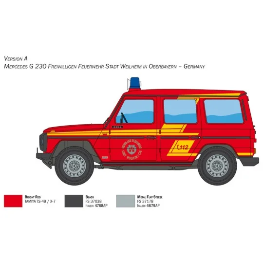 Mercedes G230 Pompiers 1/24 Italeri Italeri I3663 - 4 I3663-Mercedes G230 Pompiers 1/24 Italeri - I3663