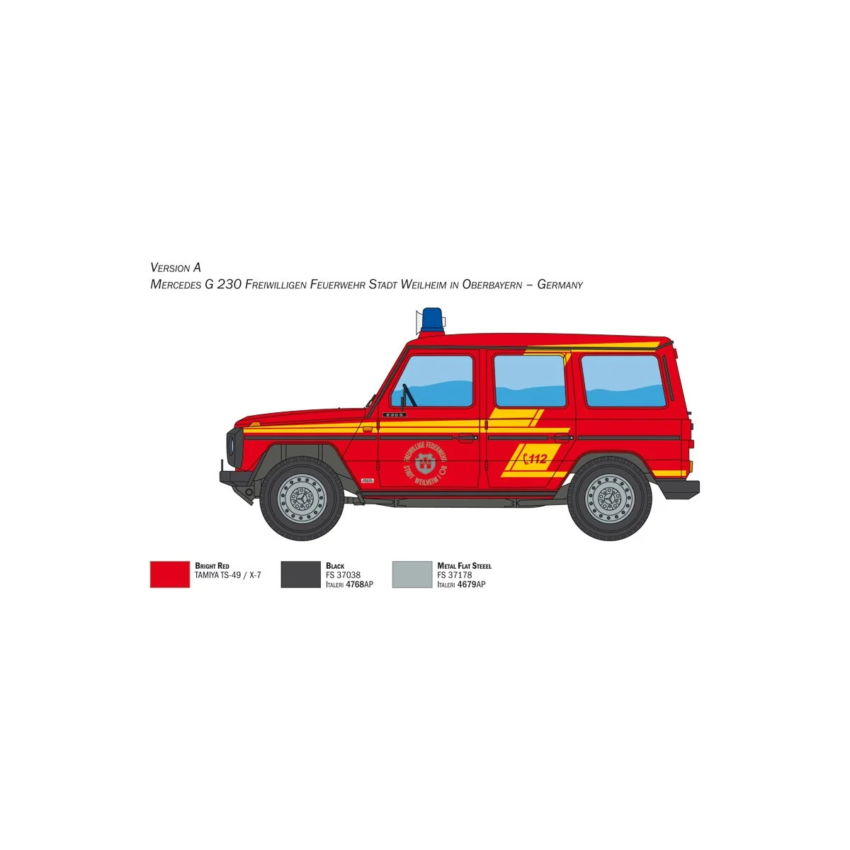Mercedes G230 Pompiers 1/24 Italeri Italeri I3663 - 4 Mercedes G230 Pompiers 1/24 Italeri Italeri I3663 - 4
