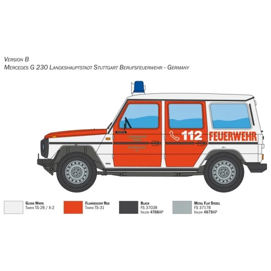 Mercedes G230 Pompiers 1/24 Italeri Italeri I3663 - 5 I3663-Mercedes G230 Pompiers 1/24 Italeri - I3663