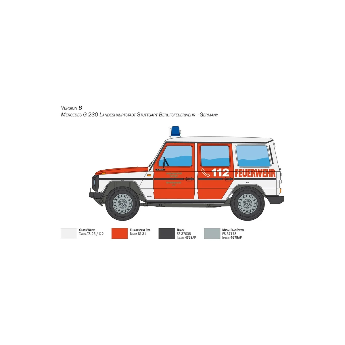 Mercedes G230 Pompiers 1/24 Italeri Italeri I3663 - 5 Mercedes G230 Pompiers 1/24 Italeri Italeri I3663 - 5