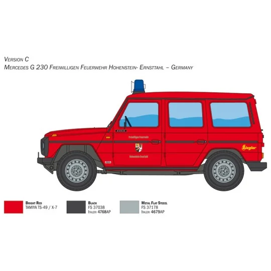 Mercedes G230 Pompiers 1/24 Italeri Italeri I3663 - 6 I3663-Mercedes G230 Pompiers 1/24 Italeri - I3663