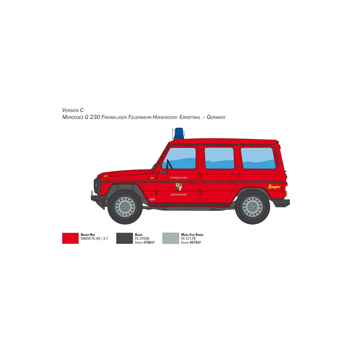 Mercedes G230 Pompiers 1/24 Italeri Italeri I3663 - 6 Mercedes G230 Pompiers 1/24 Italeri Italeri I3663 - 6