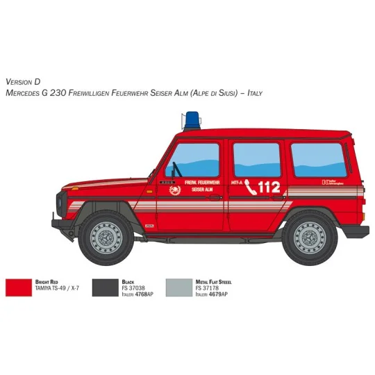 Mercedes G230 Pompiers 1/24 Italeri Italeri I3663 - 7 I3663-Mercedes G230 Pompiers 1/24 Italeri - I3663