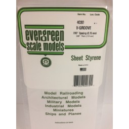 V-groove plate 1.0x0.75x150x300mm Ref: 4030 - Evergreen - S1374030