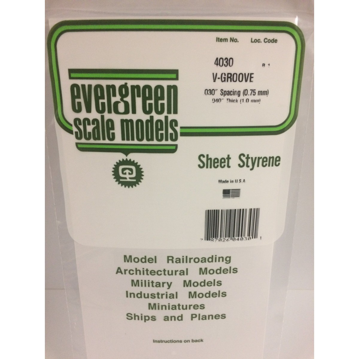 V-groove plate 1.0x0.75x150x300mm Ref: 4030 - Evergreen - S1374030 V-groove plate 1.0x0.75x150x300mm Ref: 4030 - Evergreen - S1374030