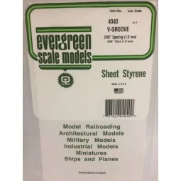 V-groove plate 1.0x1.0x150x300mm Ref: 4040 - Evergreen - S1374040