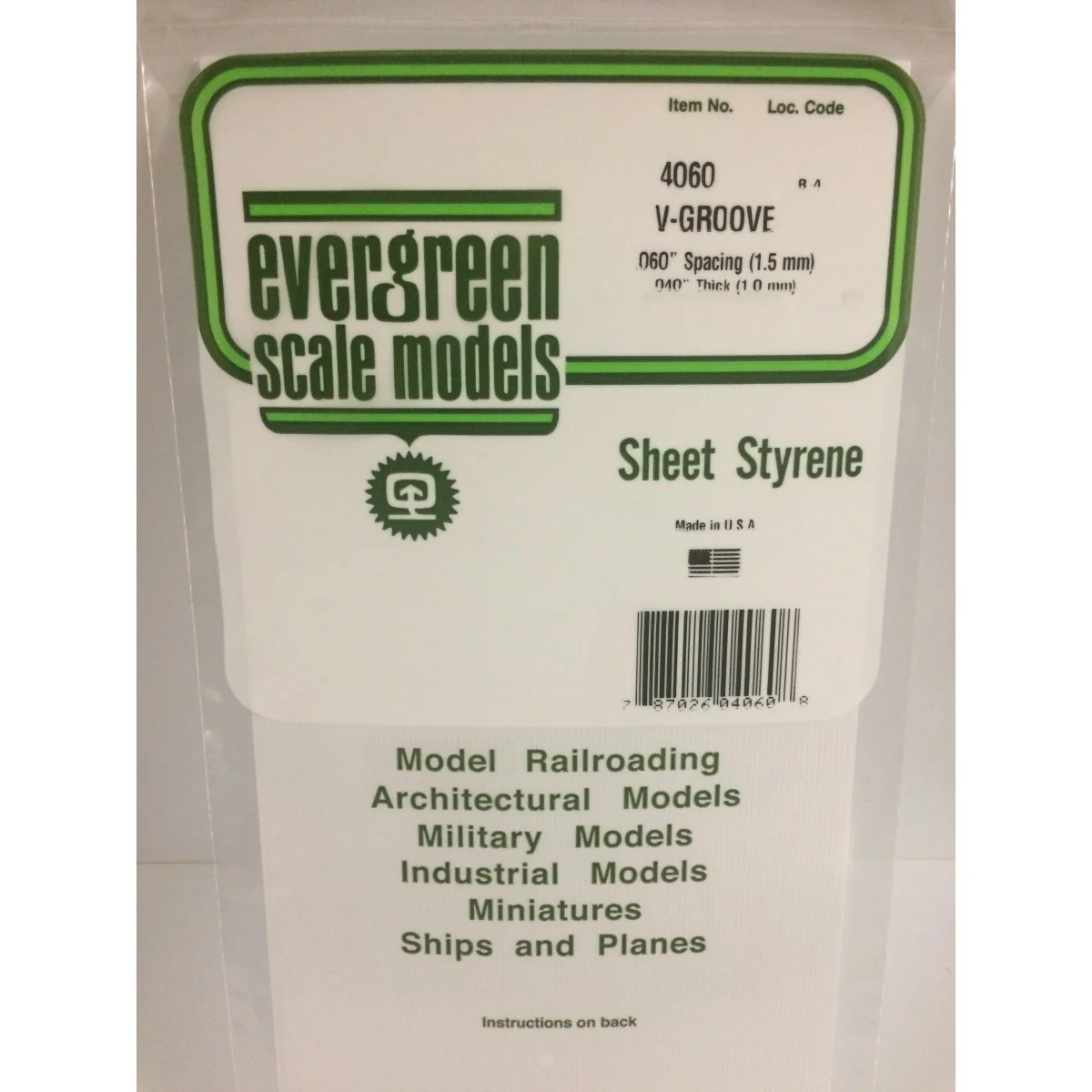 V-grooved plate 1.0x1.5x150x300mm Ref: 4060 - Evergreen - S1374060