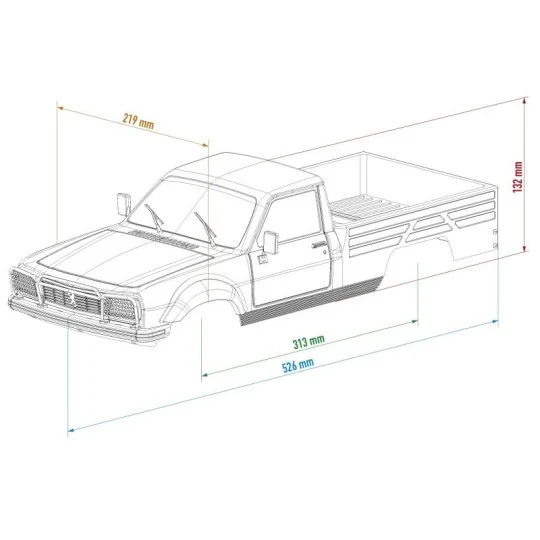 HT-SU1803021-Bodywork Peugeot 504 pick-up under license 313mm 1/10 Hobbytech - HT-SU1803021