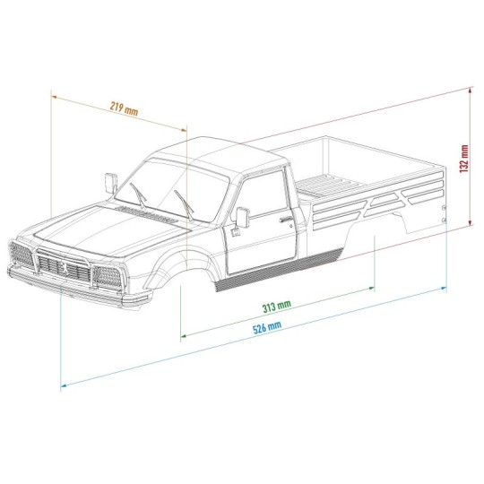 HT-SU1803021-Carrosserie Peugeot 504 pick-up sous licence 313mm 1/10 Hobbytech