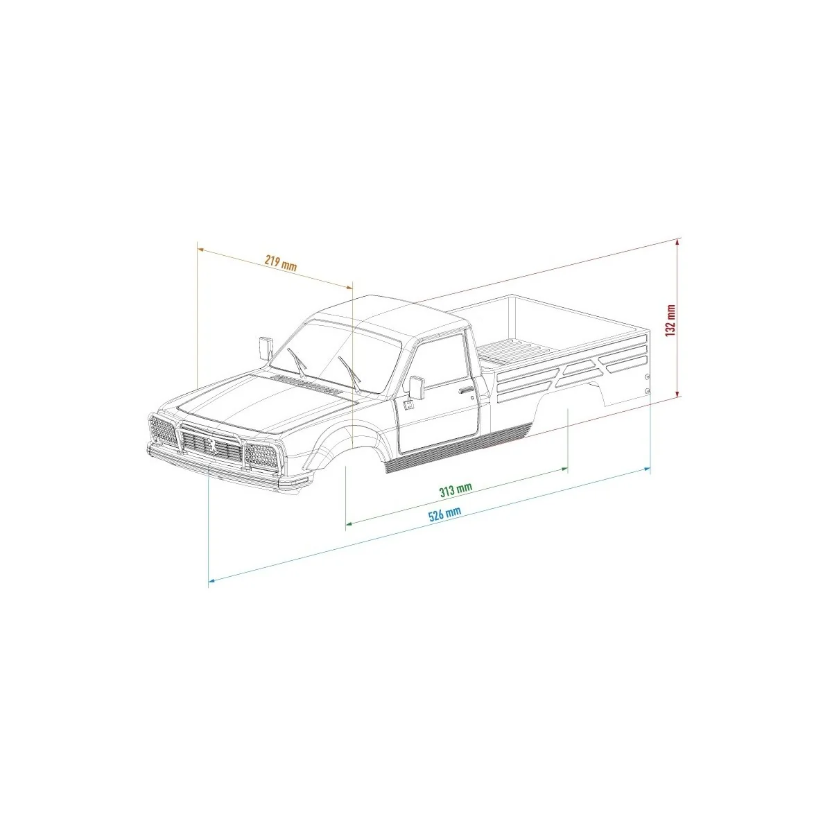 Bodywork Peugeot 504 pick-up under license 313mm 1/10 Hobbytech Hobbytech HT-SU1803021 - 8