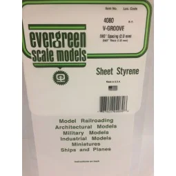 V-grooved plate 1.0x2.0x150x300mm Ref: 4080 - Evergreen - S1374080