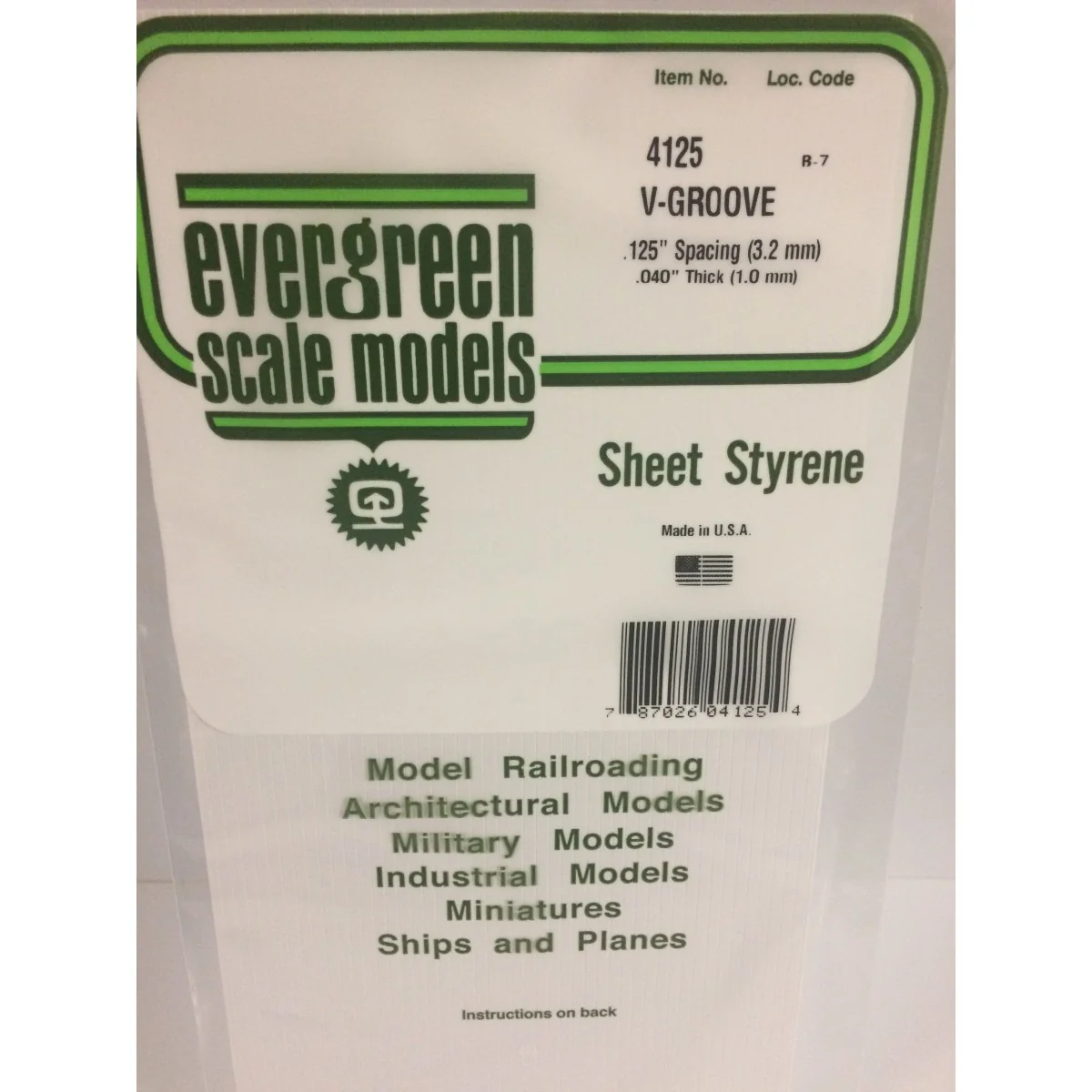 Plate grooved v 1.0x3.2x150x300mm Ref: 4125 - Evergreen - S1374125